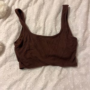 Abercrombie & Fitch Maroon Crop top with built in bra (size medium)